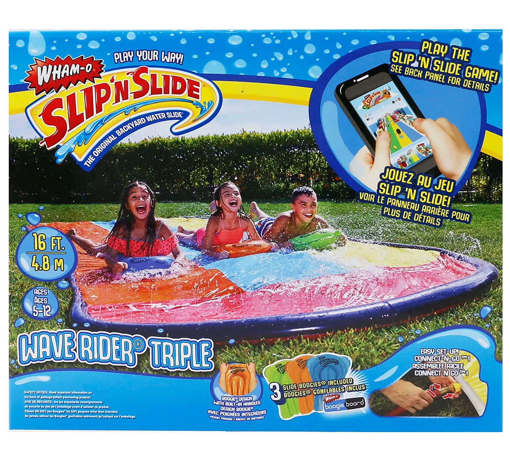 Wham-O Hydroplane 16 Foot Lawn Kid's Triple Lane Water Slide with Splash Zone | Walmart (US)