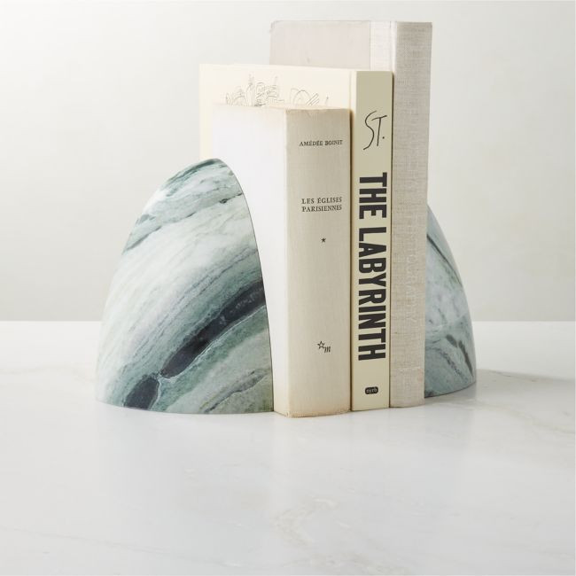 Ice Jade Green Marble Bookend | CB2