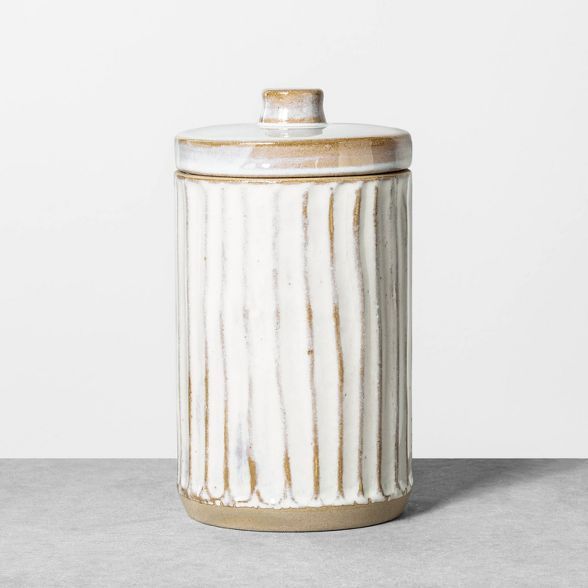 Embossed Stoneware Reactive Glaze Bath Canister Sour Cream - Hearth & Hand™ with Magnolia | Target