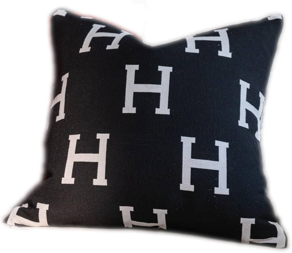 Croker Horse 20x20'' inches Throw Pillow Cushion Covers - Black Embroidery H Letter Luxury Modern... | Amazon (US)