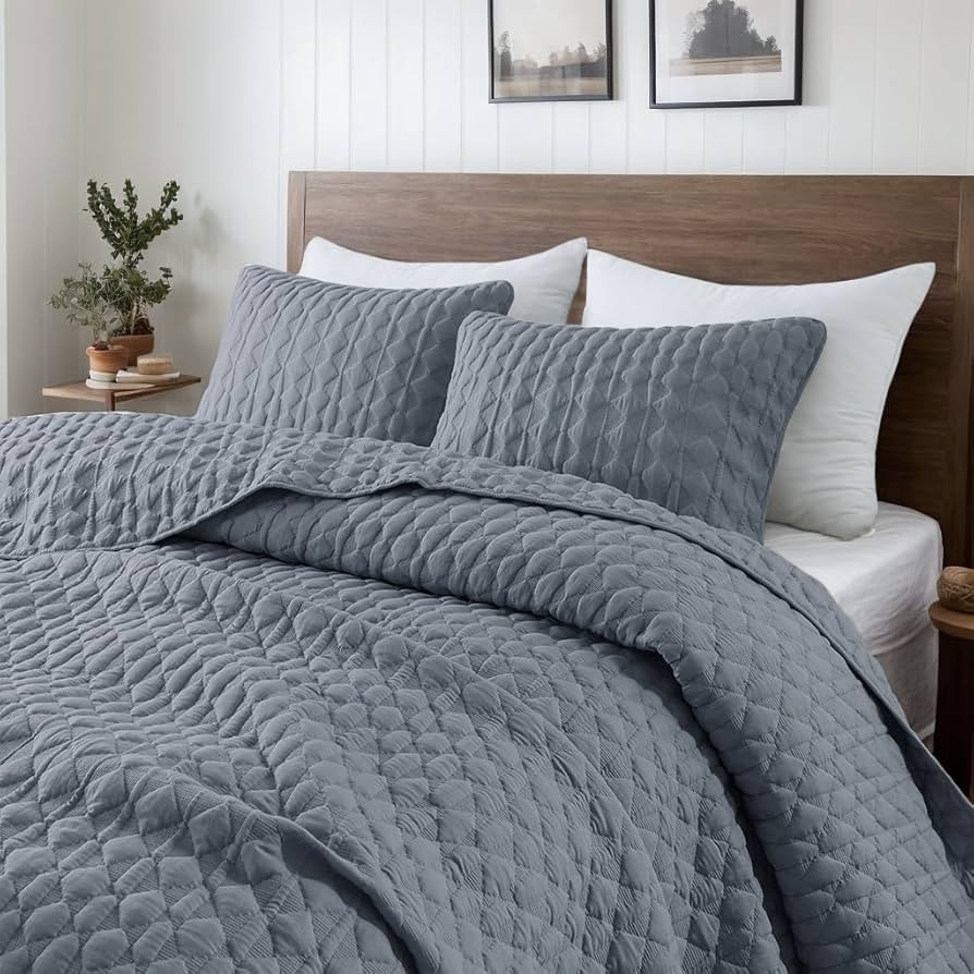 WDCOZY Blue Quilt King Size Bedding Sets with 2 Pillow Shams, Lightweight Soft Bedspread Coverlet... | Amazon (US)