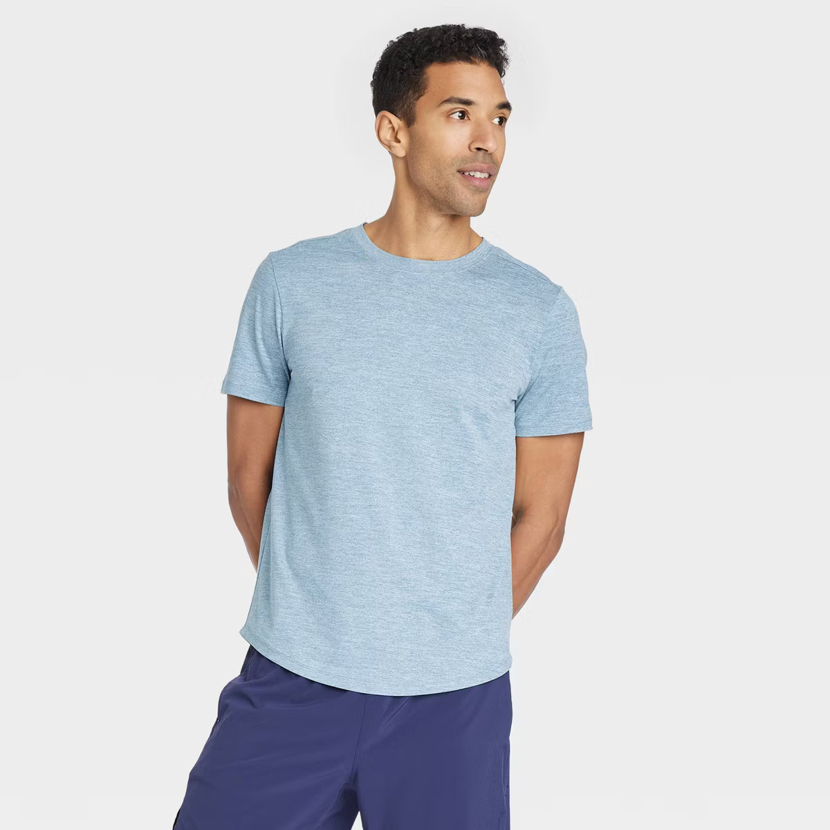 Men's Short Sleeve Soft Stretch T-Shirt - All In Motion™ Light Blue L: Fit, Moisture Wicking, U... | Target