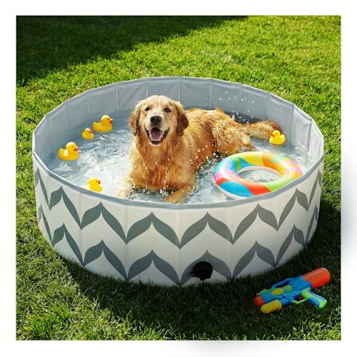 furrybaby Dog Pool for Large Dogs, Foldable Hard Plastic Pet Swimming Pool, Heavy Duty 0.5mm PVC with Non-Slip Bottom, Portable Kiddie Pool for Dogs, Pet Bath Tub for Backyard Summer, GW 40“ | Amazon (US)