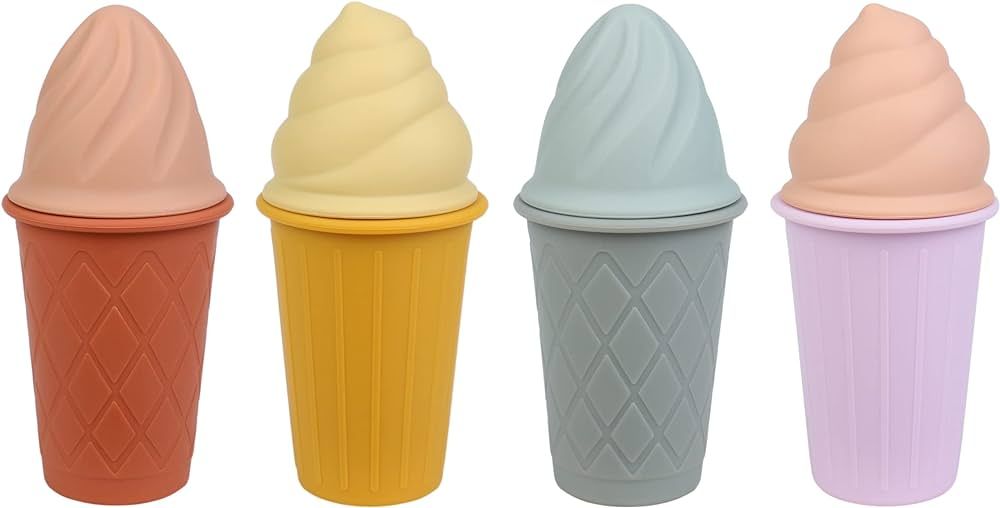 BLUE GINKGO Ice Cream Sand Toys - Silicone Beach Toy Ice Cream Set of 4 | Easy Clean, Travel-Frie... | Amazon (US)