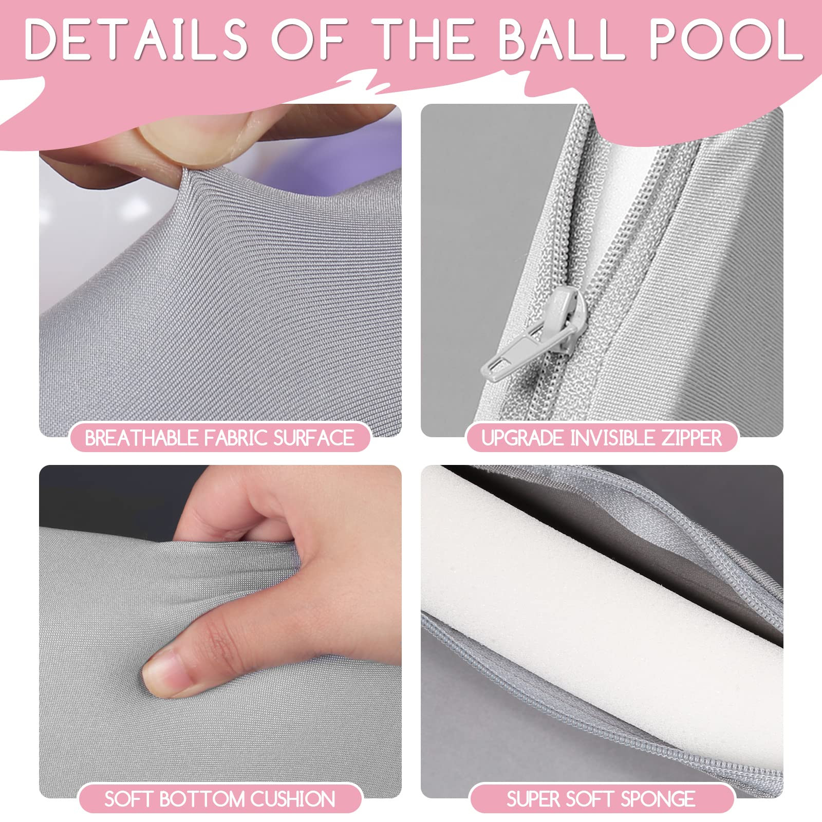 Ball Pits for Toddlers, Large Baby Ball Pit 47"x35" Rectangular Soft Foam Ball Pit Pool Playpen I... | Amazon (US)