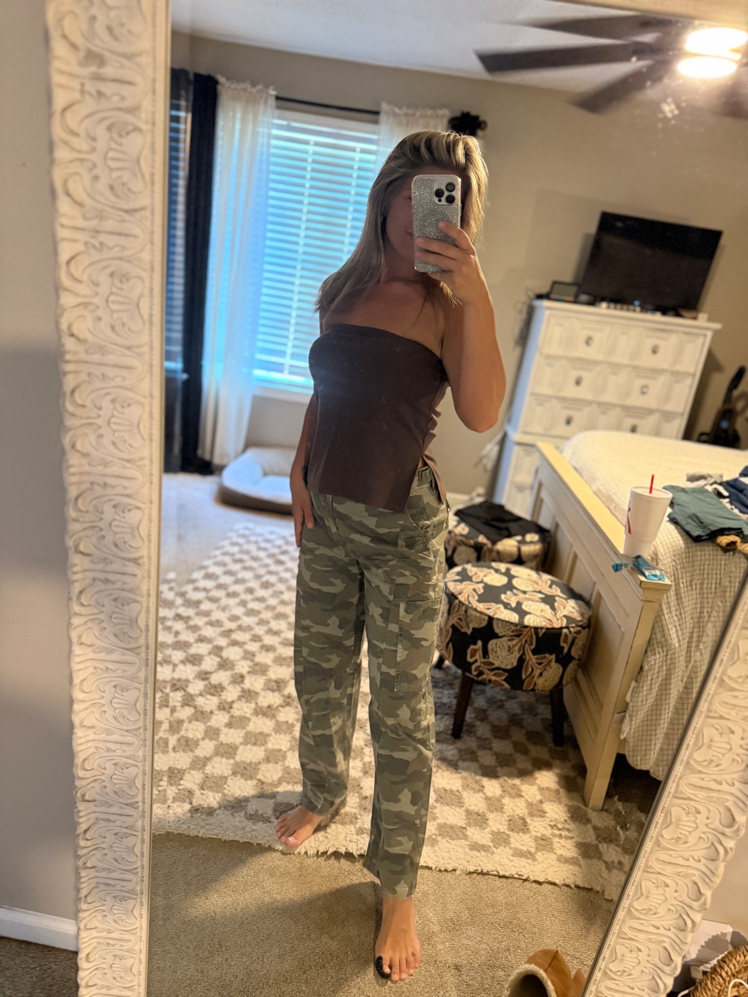 Wearing the medium top and size 4 pants 