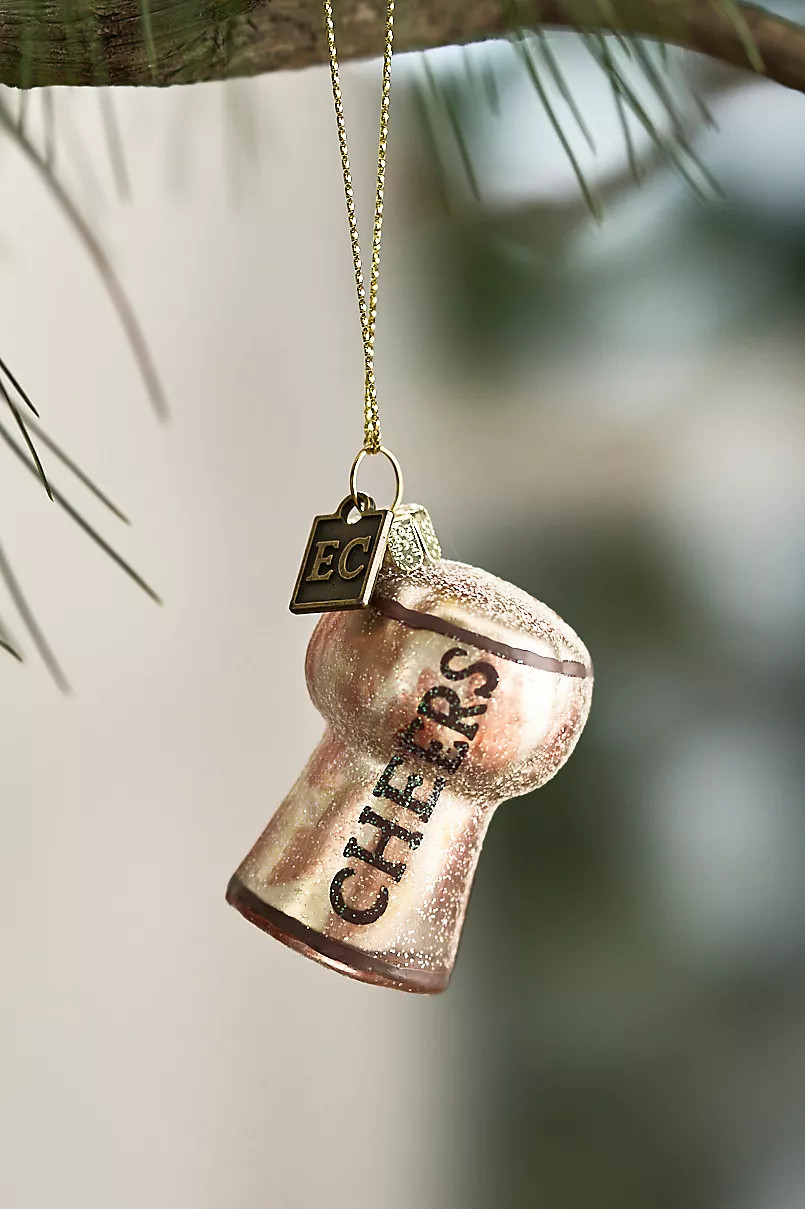 Cheers Wine Cork Glass Ornament | Anthropologie (US)