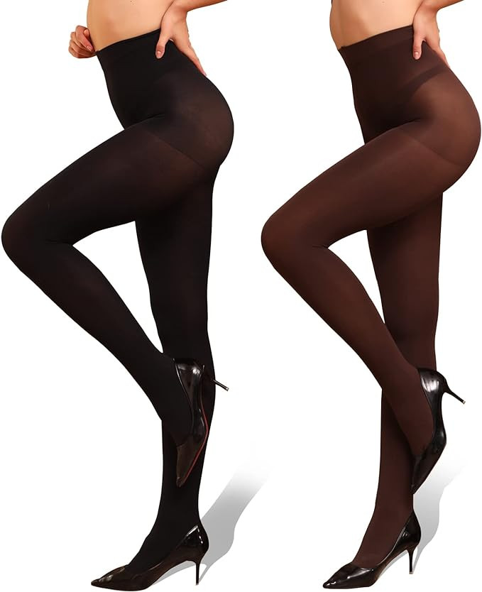 WAKUNA 40D/80D Pantyhose Opaque Tights 2 Pairs Resistant Control Top | Amazon (US)