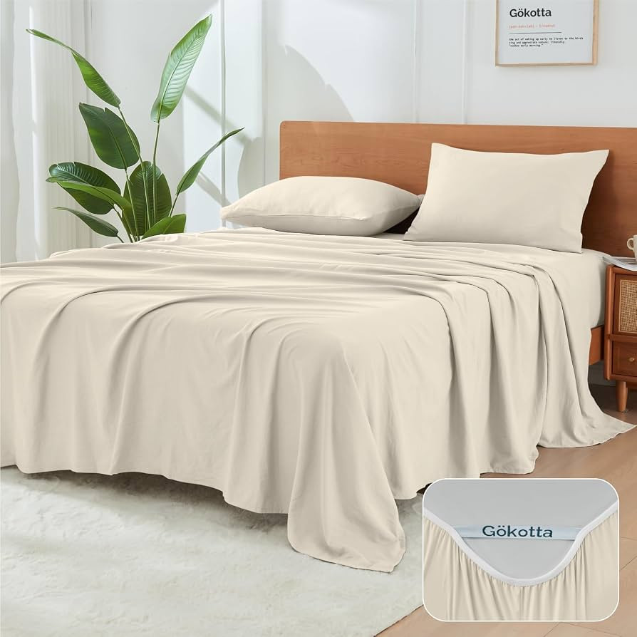 GOKOTTA 4-Pcs King Size Sheets Set, 16-Inch Deep Pocket King Sheets with Elastic Corner Straps, H... | Amazon (US)