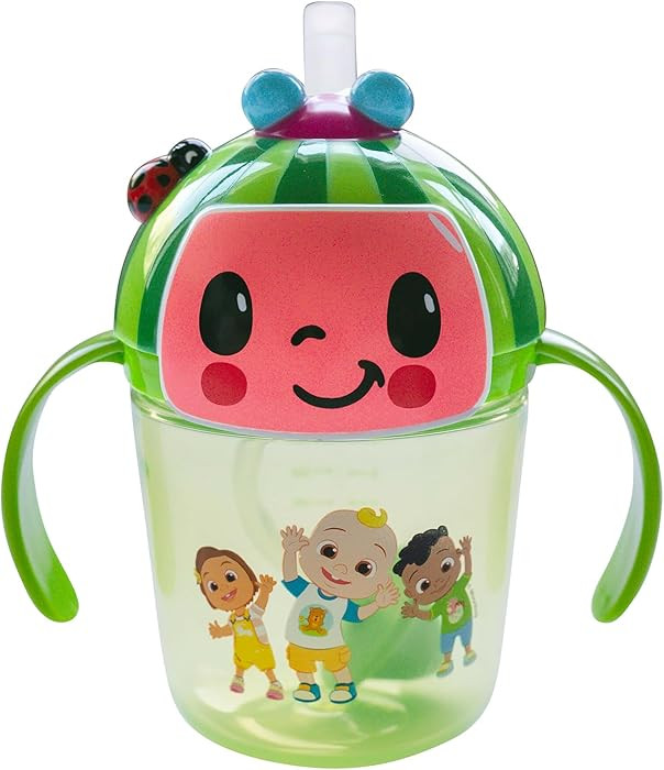 The First Years Cocomelon Weighted Straw Cup - Spill Proof Toddler Straw Cups with Flip Top Cover... | Amazon (US)