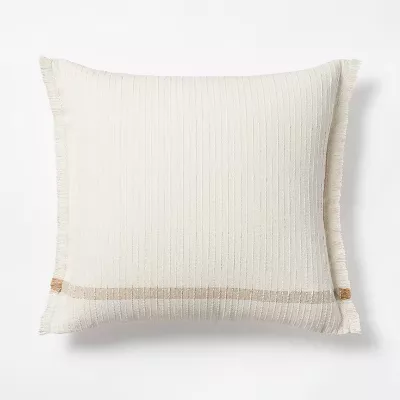 Oversized Woven Striped Square Throw Pillow Cream/Brown - Threshold Designed with Studio McGee