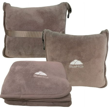 BlueHills Premium Soft Travel Blanket Pillow Airplane Throw - Taupe | Walmart (US)