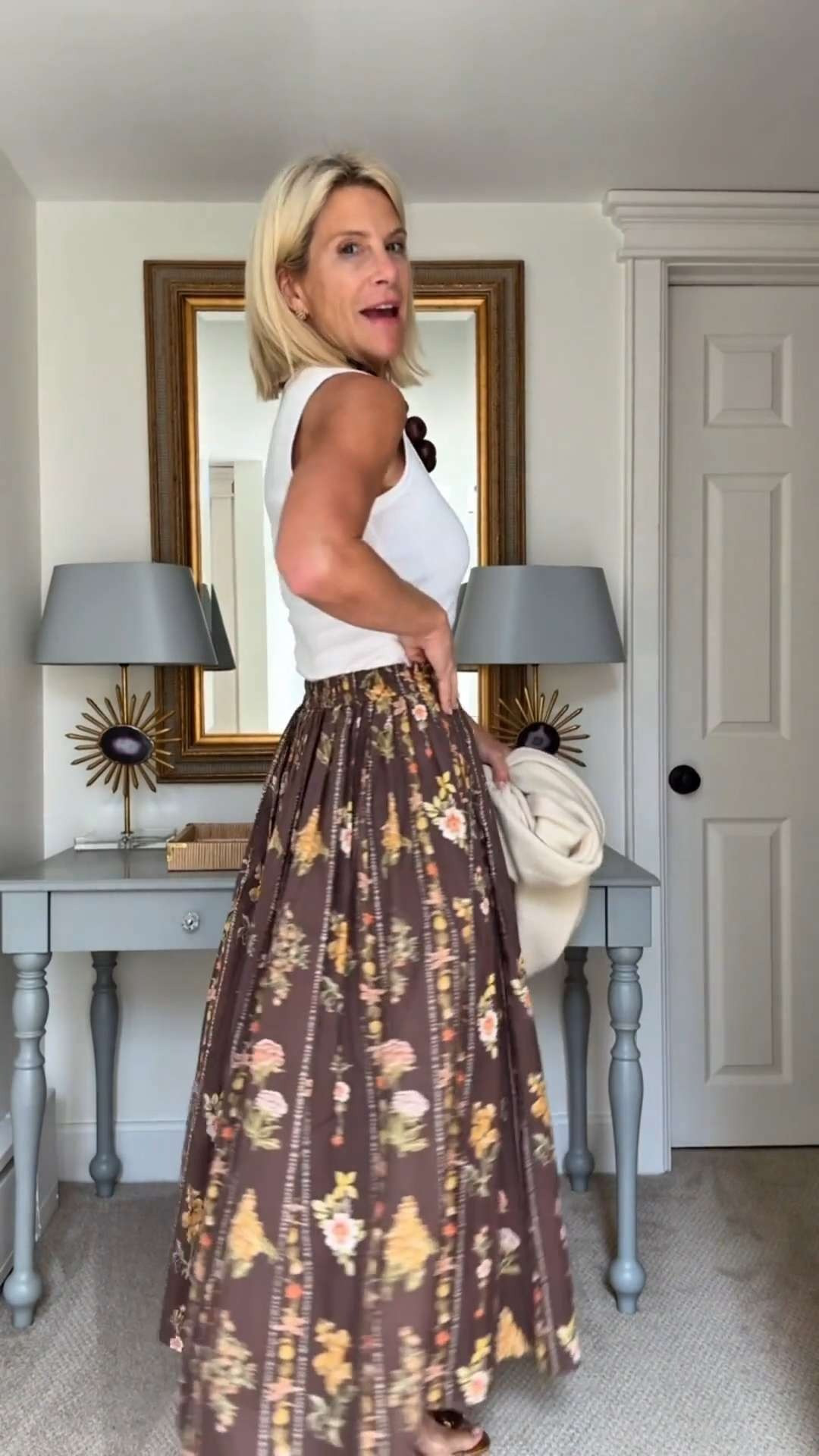 This floral micro pleated skirt is even more beautiful in person and so easy to style. Pair it with a simple tank and drape a lightweight sweater over your shoulders for an effortlessly chic look that transitions from summer into fall.

💡 LTK MADE EASY

❤️ Heart = Support my posts
🔖 Save = Get sale & restock alerts
📋 Lists = Keep favorites organized
📲 Share = Send to yourself for later
💬 Comment = Ask me anything 

 #LTKootd #LTKSeasonal #LTKOver40
