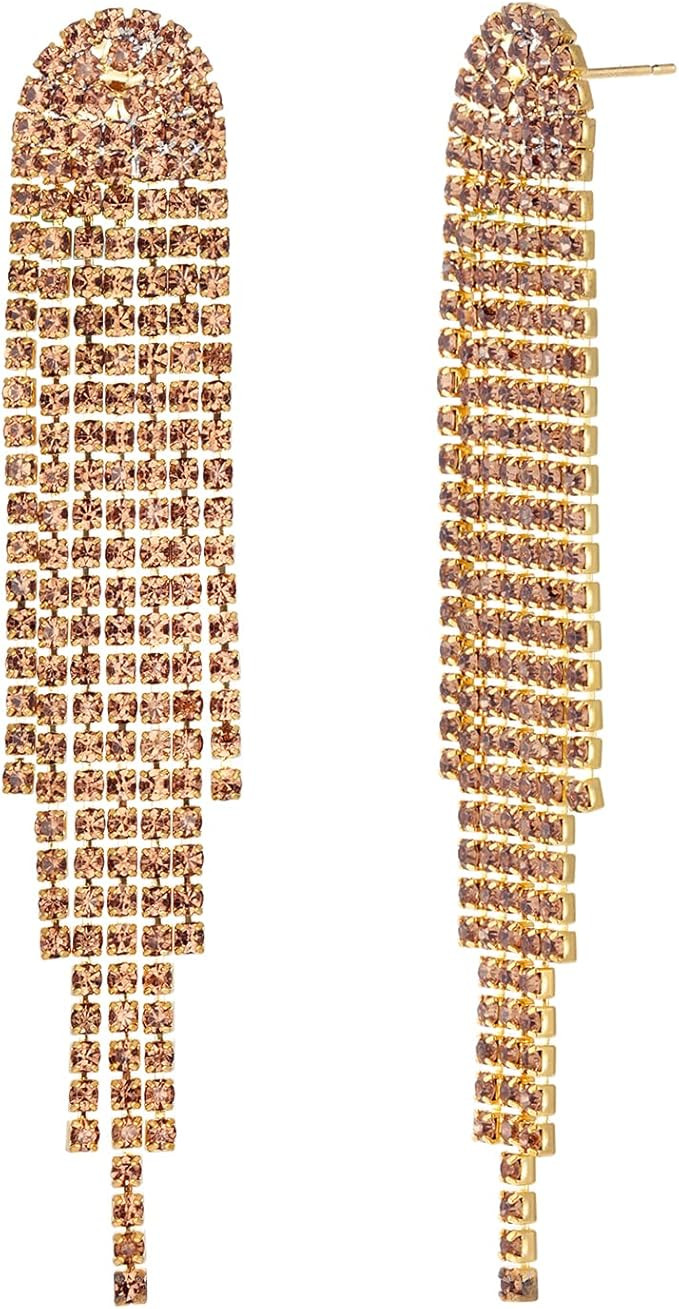 Mlouye Rhinestone Earrings Dangling for Women Girls Long Chandelier Earrings Tassel Fringe Crysta... | Amazon (US)