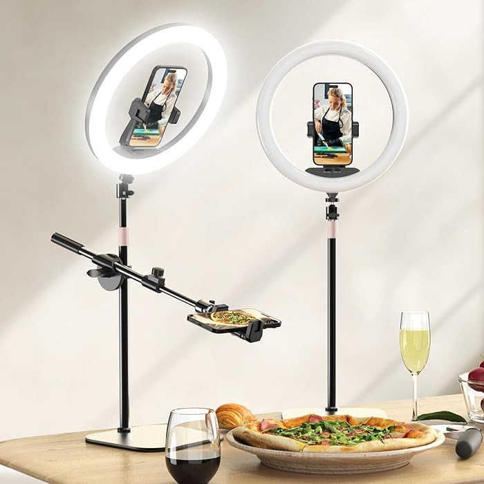 UBeesize 12" Desk Ring Light with Stand and Phone Holder, Overhead Phone Mount for Video Recordin... | Amazon (US)