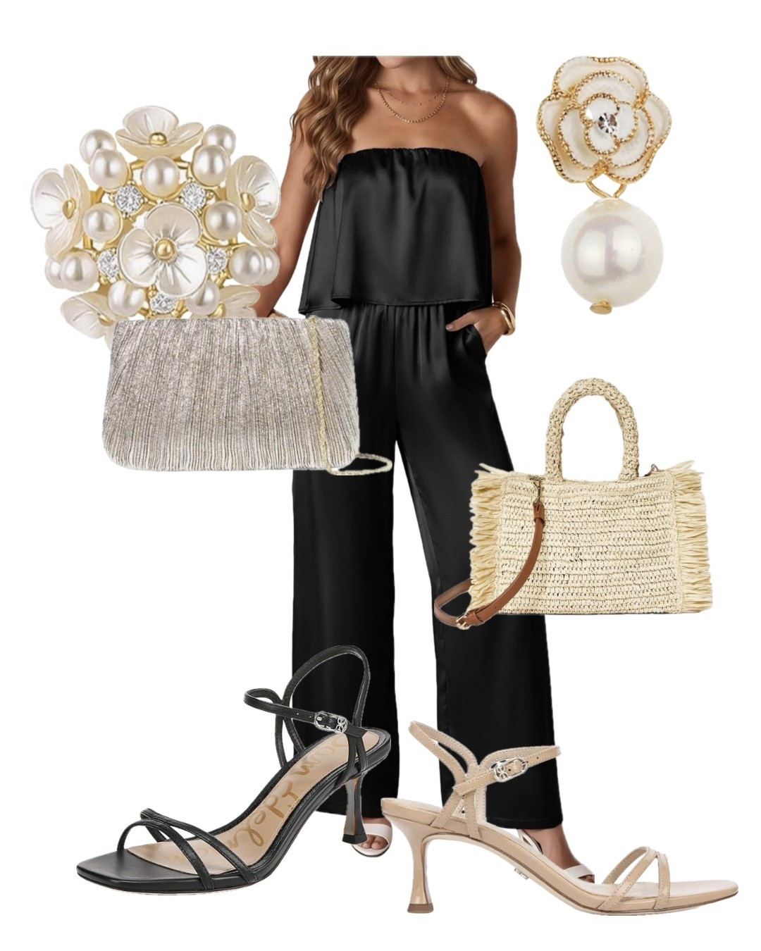 One jumpsuit, two ways. This @Amazon find is a satin material that can be dressed up or down and comes in tons of colors. Dress it down with a strappy nude heel or sandal, cute pearl earrings, and a straw bag. Or dress it up with a color matching or metallic shoe or fancier heel, an elevated earring, and a beautiful clutch. 

#LTKgrwm