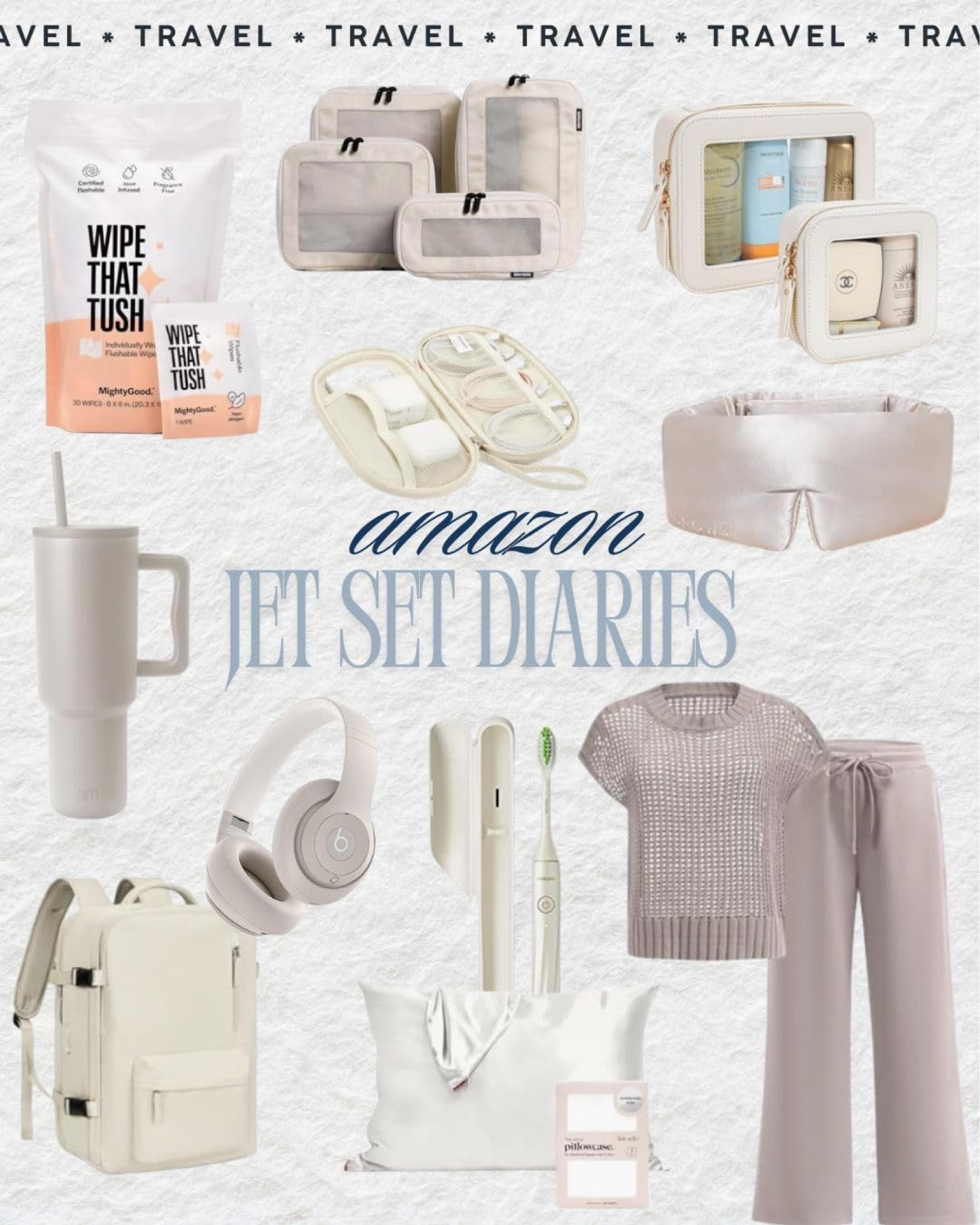 Jet set, but make it neutral luxe ✈️🤍 Amazon travel must-haves for staying organized, cozy, and chic from takeoff to touchdown. From silky sleep essentials to TSA-friendly toiletry bags—this is your soft girl carry-on era.

#LTKFindsUnder50 #LTKFindsUnder100 #LTKTravel