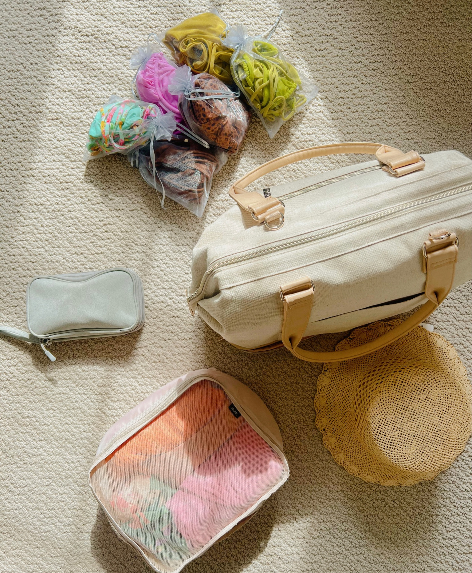 A few packing essentials! I love my Beis weekender (mini) ✨ I always put my bikinis in these little drawstring bags so they stay together and I’m more organized! 👙

#LTKFindsUnder50 #LTKTravel #LTKSwim