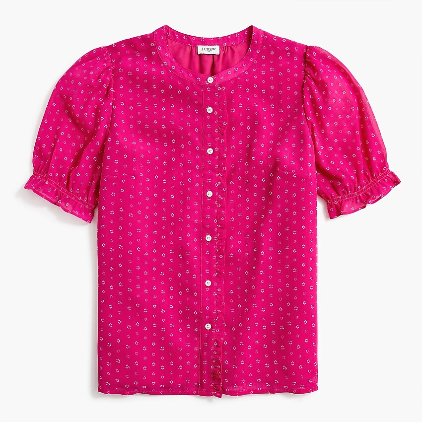 Crinkle puff-sleeve ruffle top | J.Crew Factory