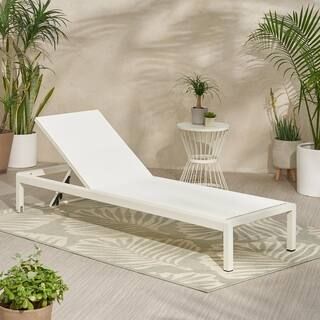 Cape Coral White 1-Piece Aluminum and Outdoor Chaise Lounge | The Home Depot