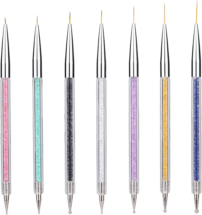 7 Pcs Nail Art Liner Brushes,Nail Art Point Drill Drawing Brush Pen Double Ended Dotting Tools Se... | Amazon (CA)