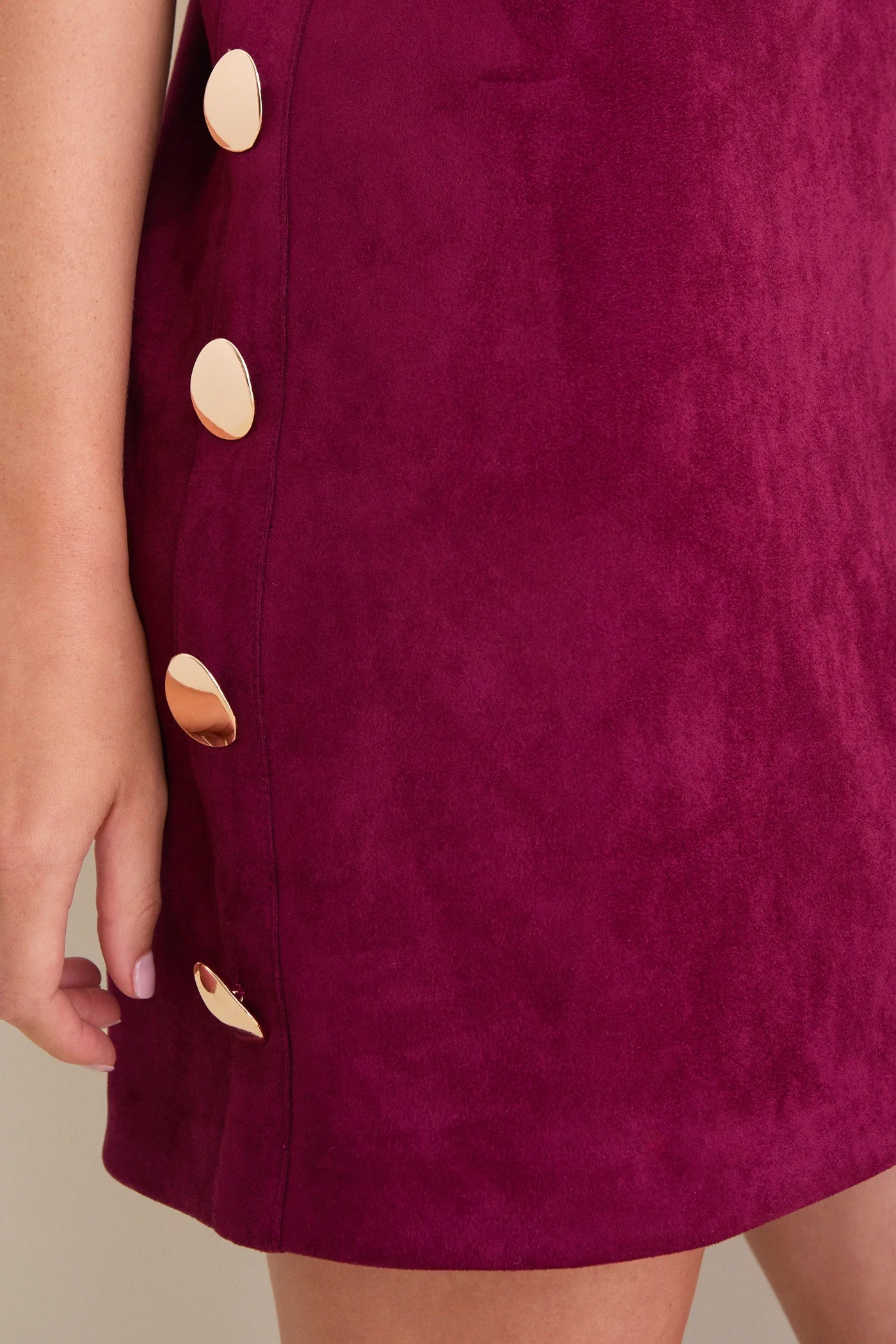 Merlot Faux Suede Button Bitsy Mini Dress | Tuckernuck (US)