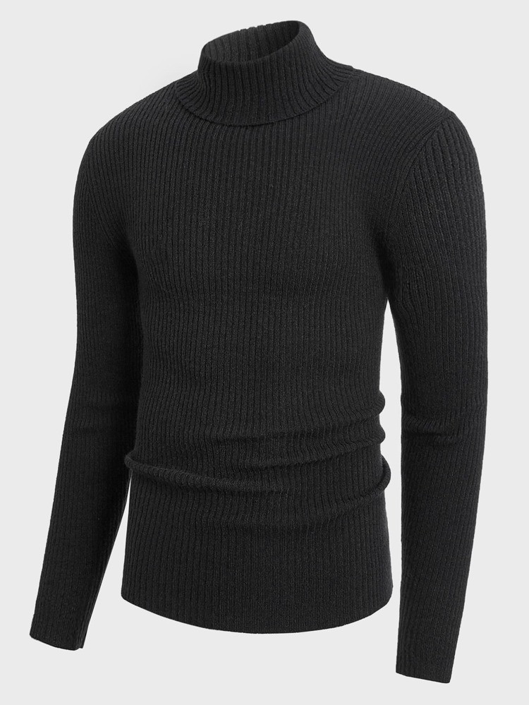 SHEIN Men Turtleneck Ribbed Knit Sweater | SHEIN