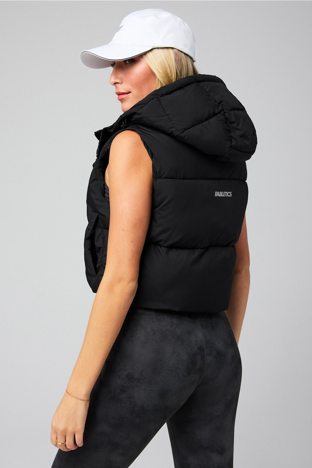 Essential Cropped Hooded Puffer Vest | Fabletics - North America