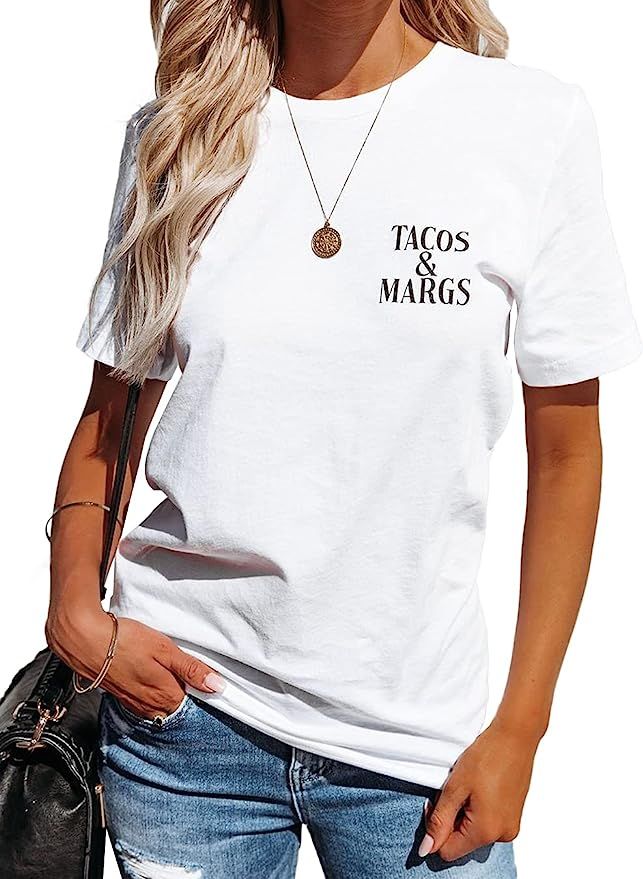 MLEBR Womens Short Sleeve Crew Neck Graphic Shirts Fashion Basic Tee T Shirts Casual Tops Blouses | Amazon (US)