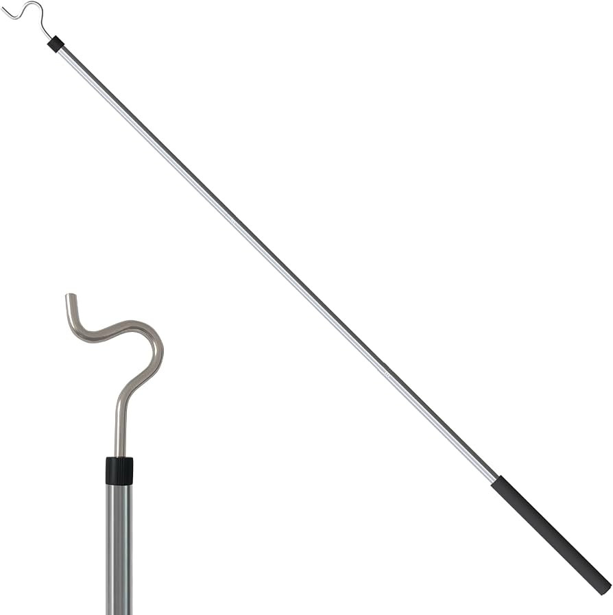 Clothes Hook Pole, Clothes Hanger Reaching Hook for Hanging Clothes Light and Plants Extendable f... | Amazon (US)