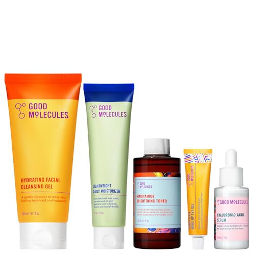 Good Molecules Daily Skincare Routine Set with Hydrating Cleanser, Niacinamide Toner, Hyaluronic Acid Serum, Moisturizer, Eye Gel, 5 Pieces | Amazon (US)