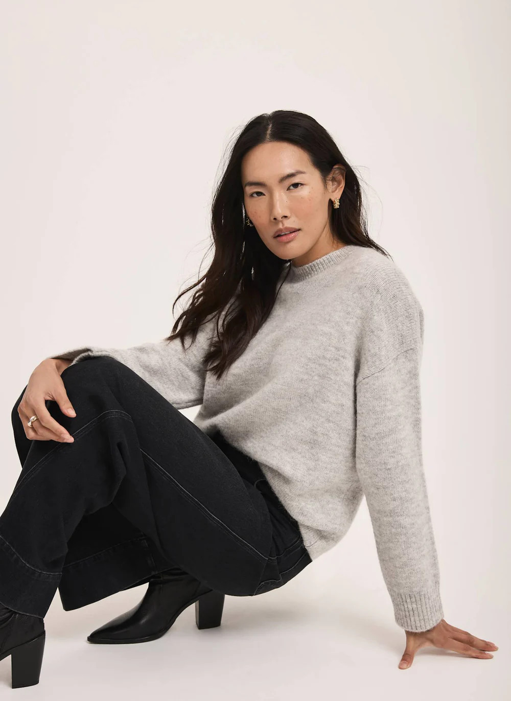 Grey Wool Blend Longline Jumper | Mint Velvet