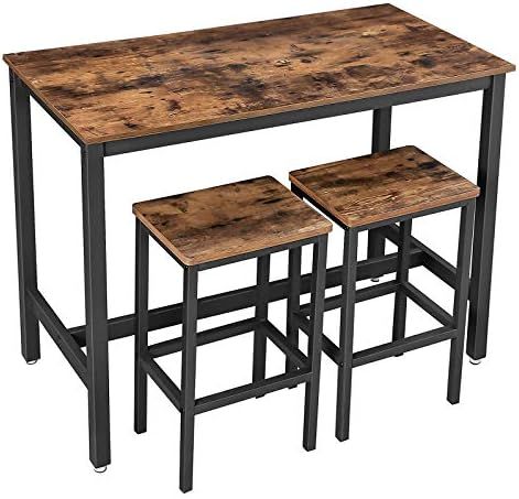 VASAGLE Bar Table Set, Bar Table with 2 Bar Stools, Dining table set, Kitchen Counter with Bar Ch... | Amazon (US)