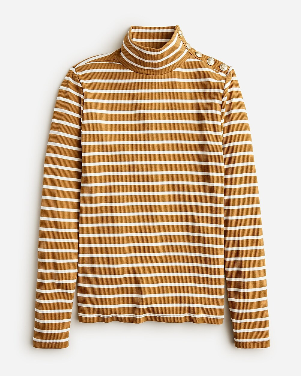 Vintage rib turtleneck with buttons in stripe | J. Crew US
