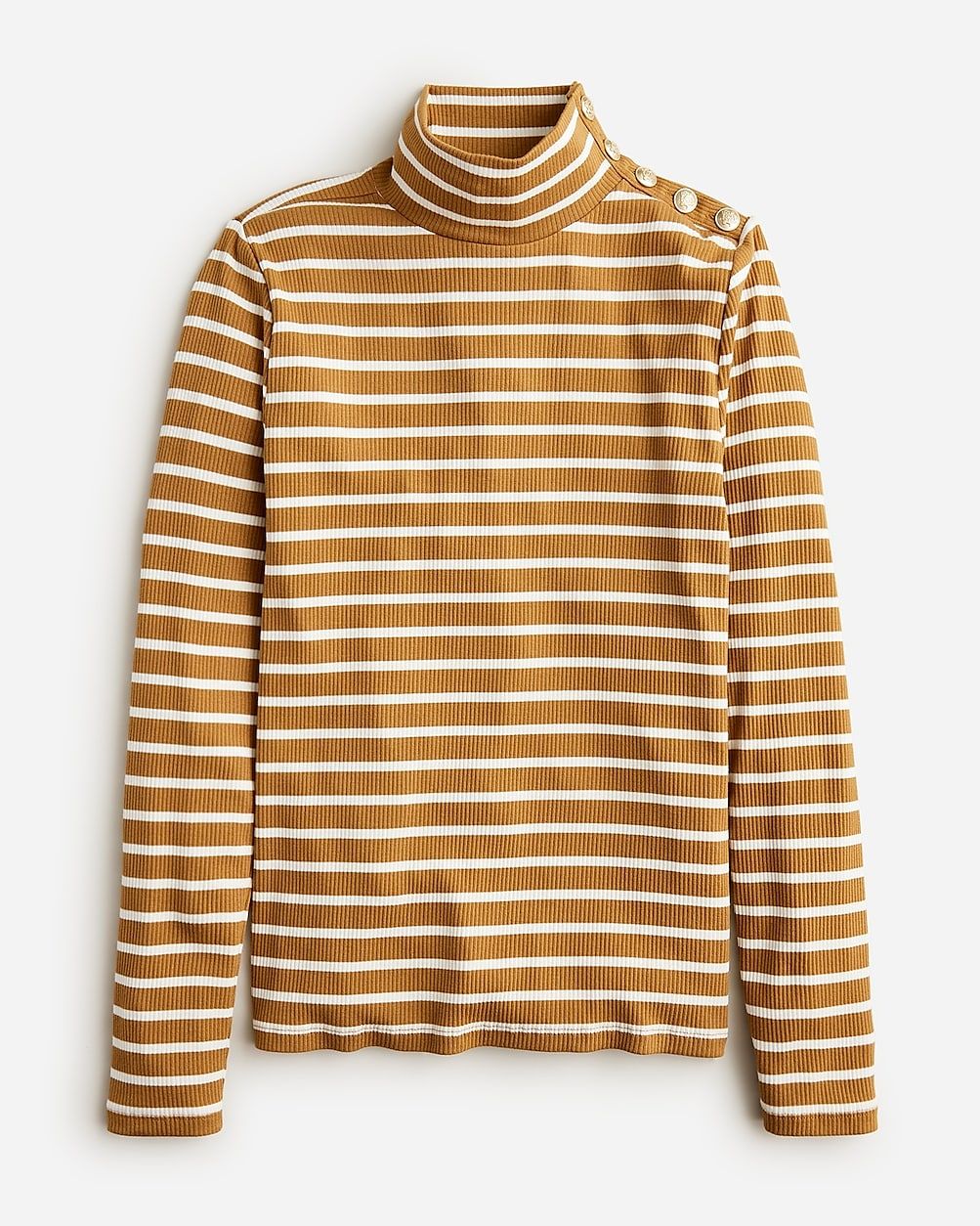 Vintage rib turtleneck with buttons in stripe | J.Crew US
