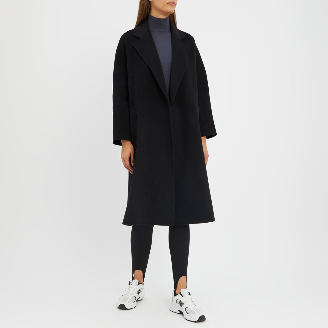 Black Cashmere Blend Wrap Coat | BrandAlley