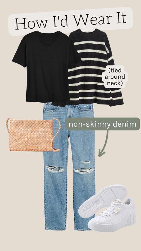How to style non skinny denim, straight denim, loose fitting jeans

#LTKunder100 #LTKSeasonal #LTKstyletip
