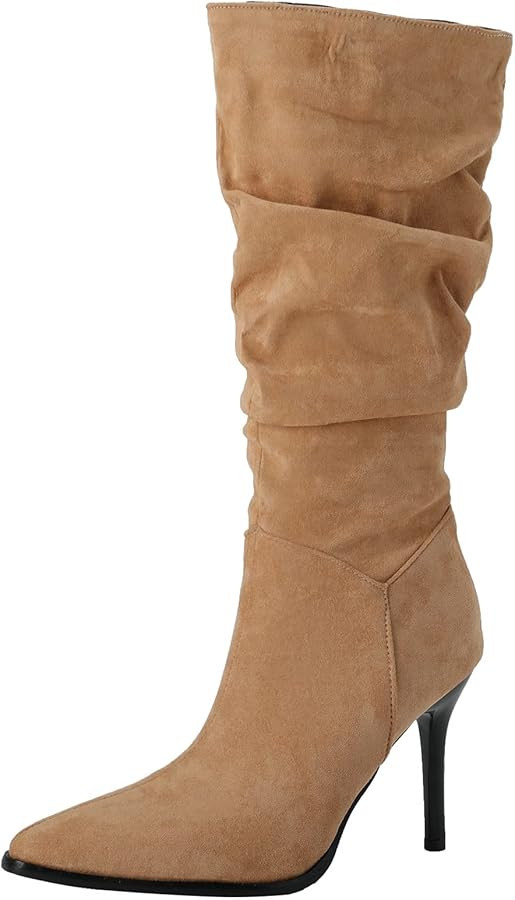 JR.catning Women Slouch Boots Women Stiletto Mid Calf Boots Women Warm Winter Knee High Boots | Amazon (US)