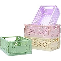4 Pcs Mini Baskets Plastic for Shelf Storage Organizing,Mini Foldable Storage Box for Home Kitchen C | Amazon (US)