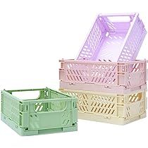 4 Pcs Mini Baskets Plastic for Shelf Storage Organizing,Mini Foldable Storage Box for Home Kitchen C | Amazon (US)