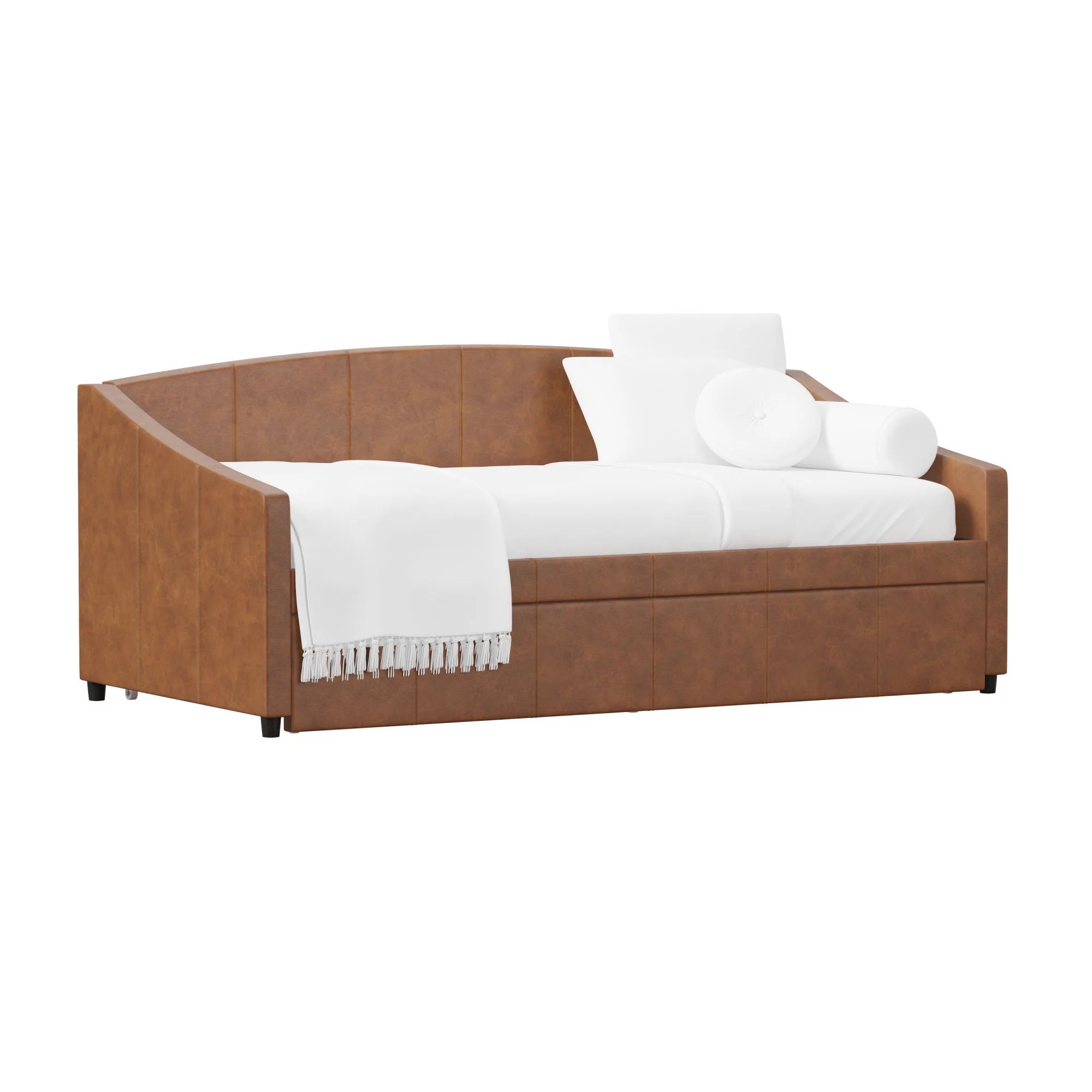 Hillsdale Oakley Upholstered Twin Daybed with Trundle, Saddle | Walmart (US)