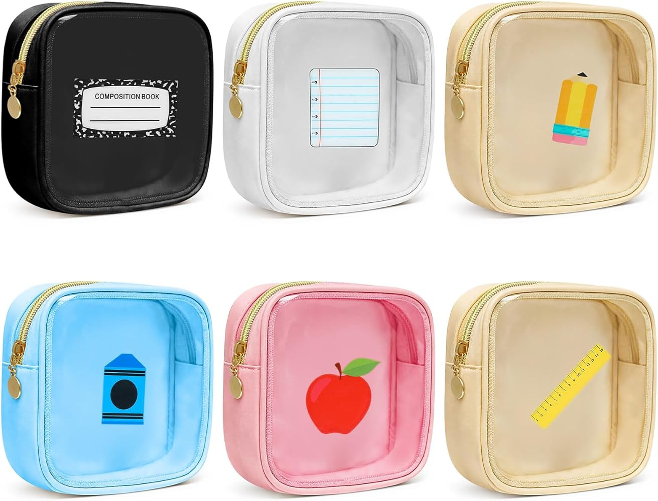 Sanwuta 6 Pcs Mini Makeup Bag Teach Gift Clear Zipper Makeup Bags Teacher Appreciation Gifts Nylo... | Amazon (US)