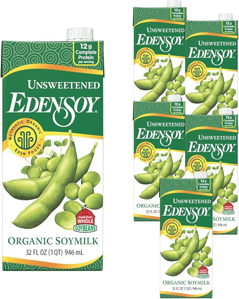 Edensoy Unsweetened Eden Organic Soymilk, Non-GMO, USA Whole Soy (Soya) Milk, Non-Dairy, Vegan, P... | Amazon (US)
