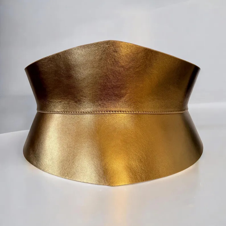 XXS - 5XL Gold Lace Cord Leather Corset, Plus Size Hourglass Curved Wide Plain Leather Waist Belt... | Etsy (US)