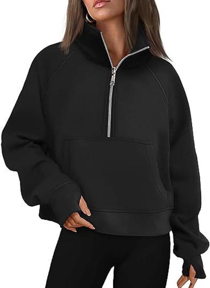 RZDYSQ Womens Zip Up Hoodies with Thumb Hole Fleece Womens Hooded Pullover Sweatshirts Half Zippe... | Amazon (US)