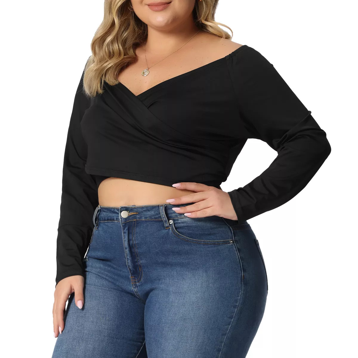Agnes Orinda Women's Plus Size Off Shoulder Crop Cross Wrap Fashion Blouses | Target