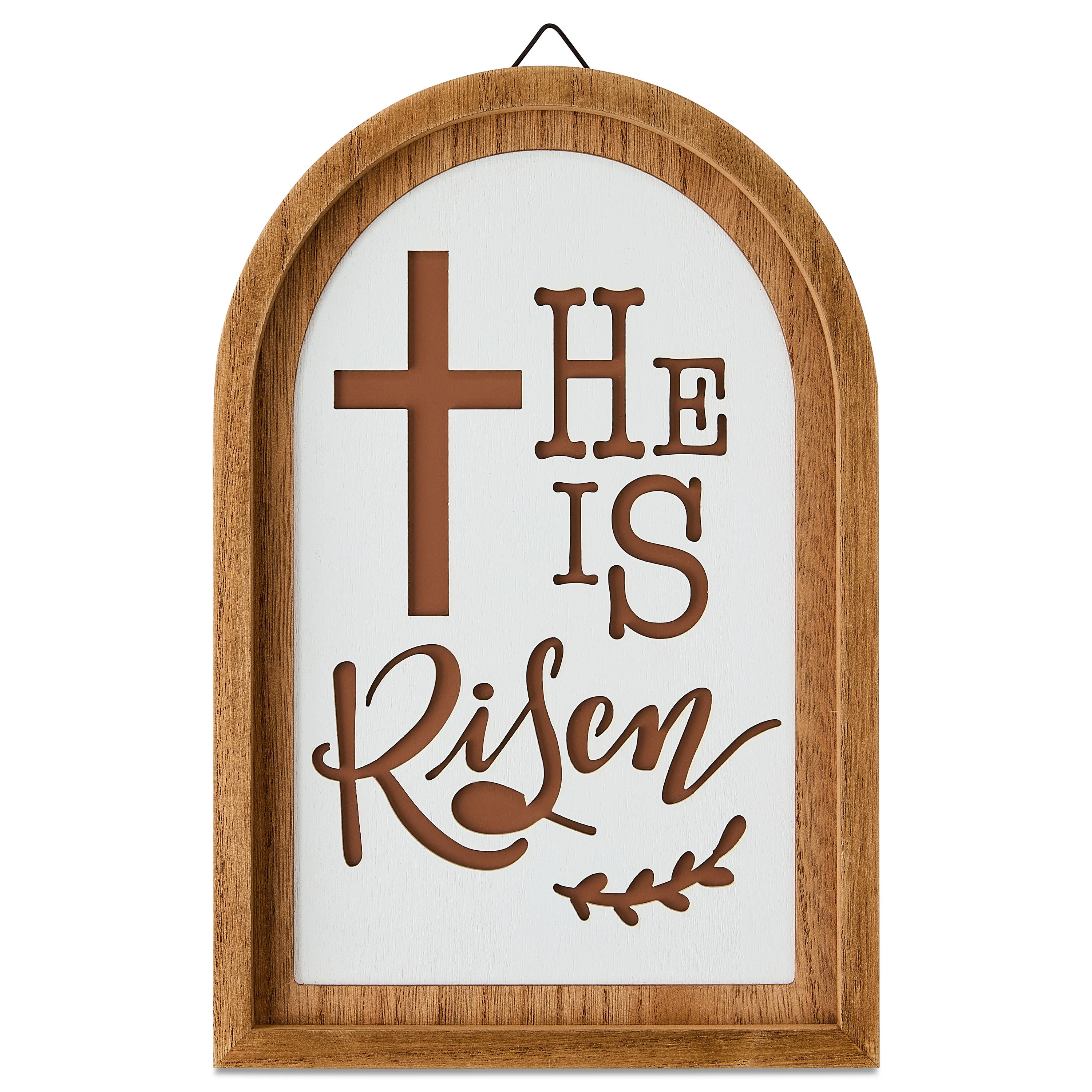 He Is Risen Decorative Hanging Sign, Brown and White, 12" x 8", Easter by Way To Celebrate | Walmart (US)