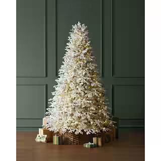 7.5 ft. Breckenridge Twinkling Adaptive Lighting Downswept Fraser Fir Flocked LED Pre-Lit Christm... | The Home Depot