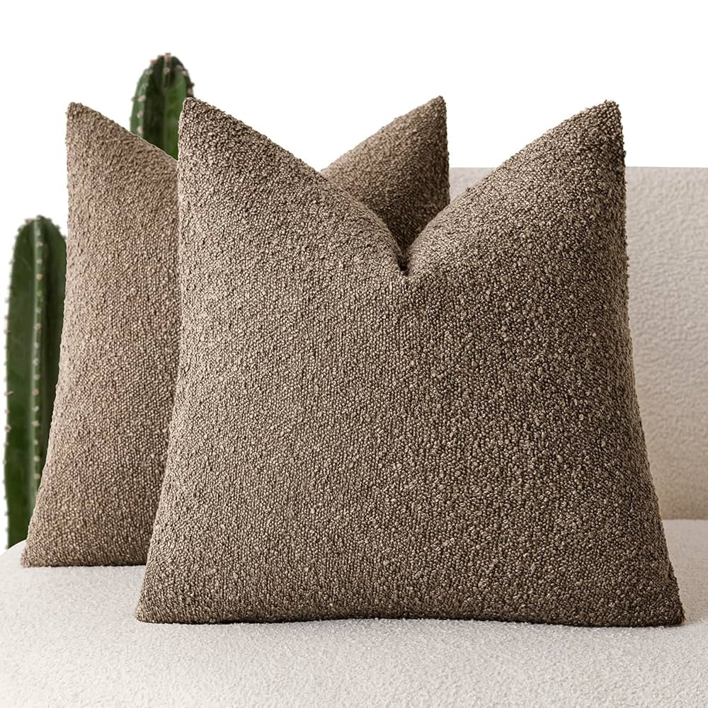 Foindtower Pack of 2 Textured Boucle Throw Pillow Covers Accent Solid Decorative Pillow Cases Coz... | Amazon (US)
