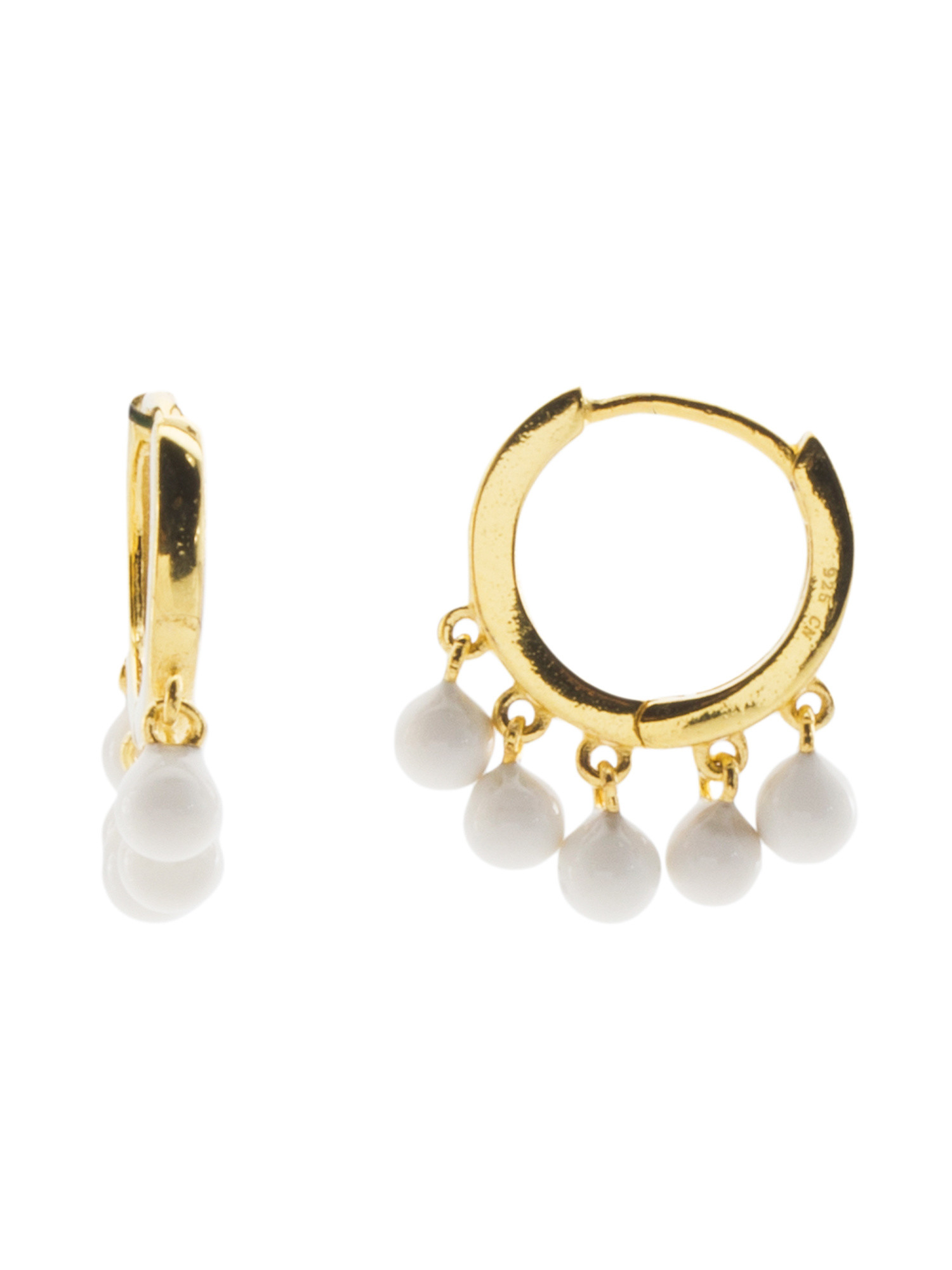 14kt Gold Plated Sterling Silver Dangle Bead Huggie Hoop Earrings | Jewelry | Marshalls | Marshalls